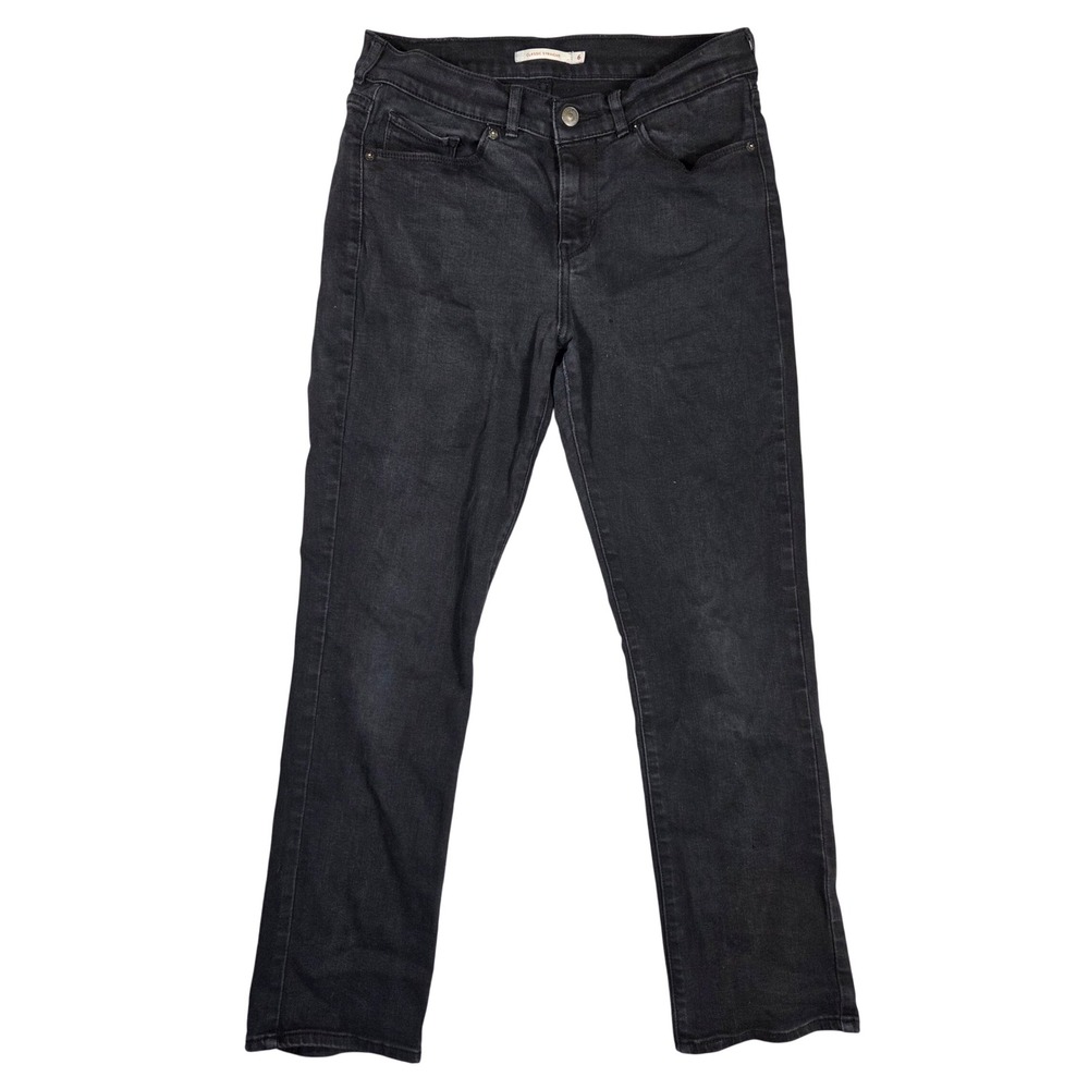 Levis Classic Straight Leg Jeans Womens 6S W28 L28 Black Denim Mid Rise Stretch